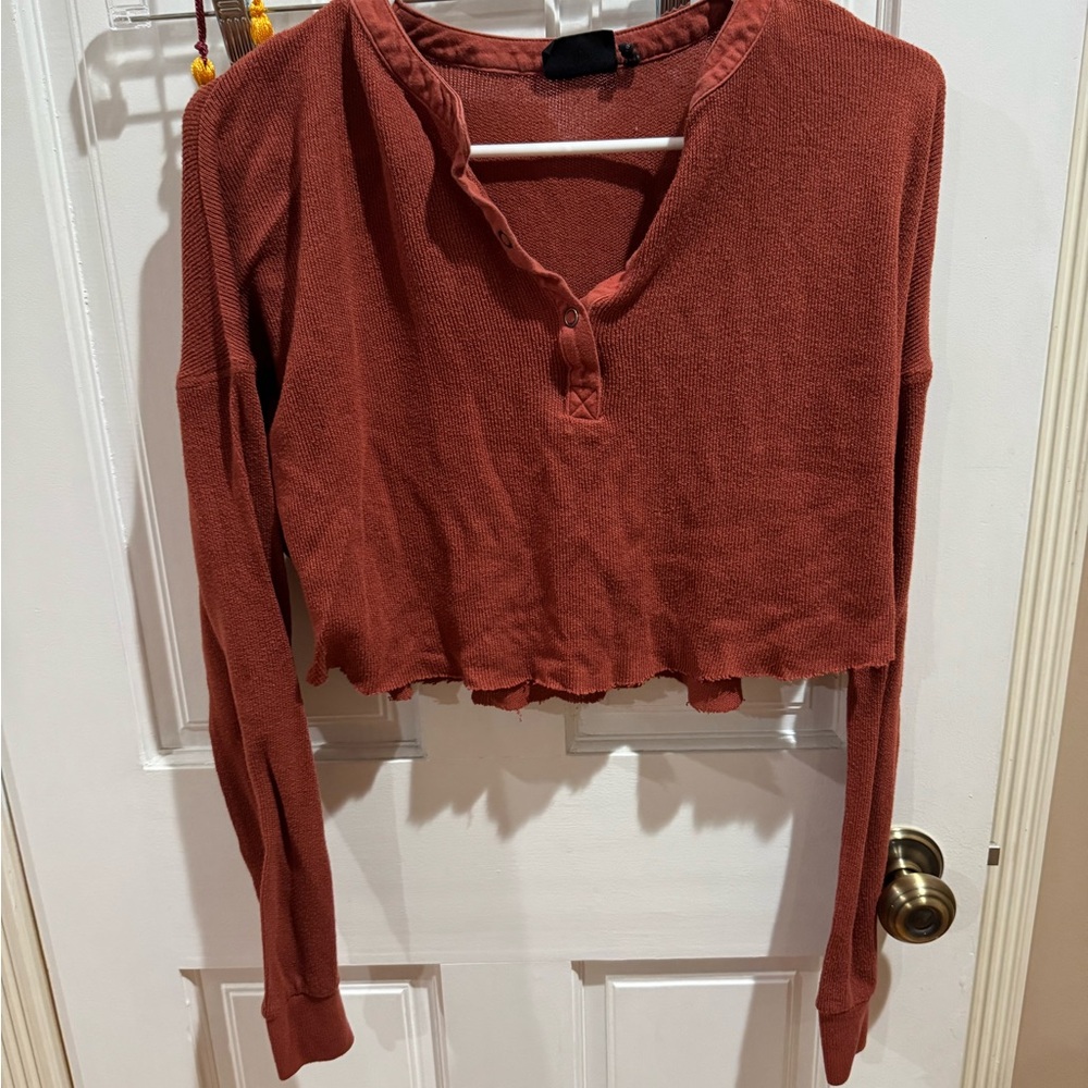 Urban Outfitters Terracotta Long Sleeve Crop Top